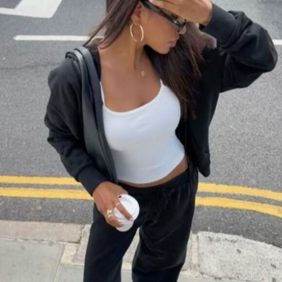 Women's Black Zip-Up Hoodie - Picture 1 of 3